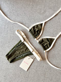 bikini fita verde militar contorno off-white